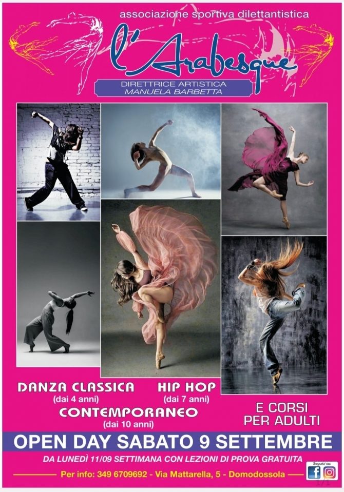 INIZIO CORSI 11 SETTEMBRE 2023 - Studio Danza L'Arabesque 